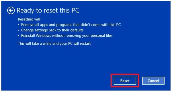 reset windows 10